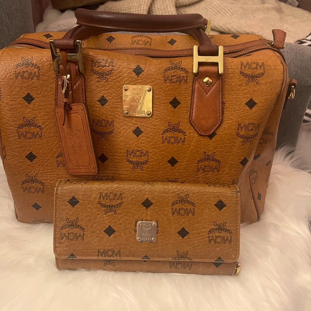 Authentic used MCM Boston Bag & Wallet.